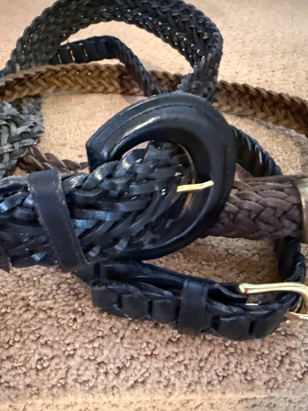 THREE Genuine Leather Vintage Woven Belts